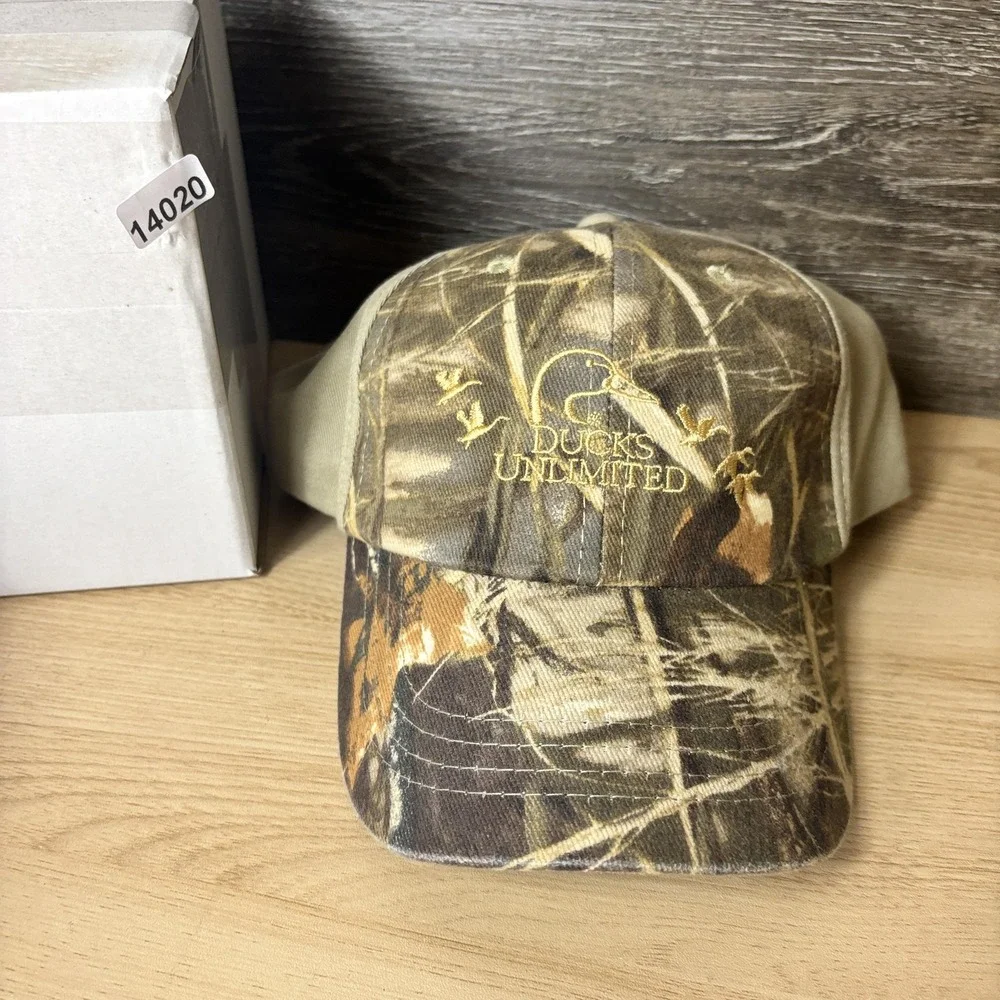 Ducks Unlimited‎ Hat Cap Strap Back Camouflage Embroidered DU Leader Camo Mens
